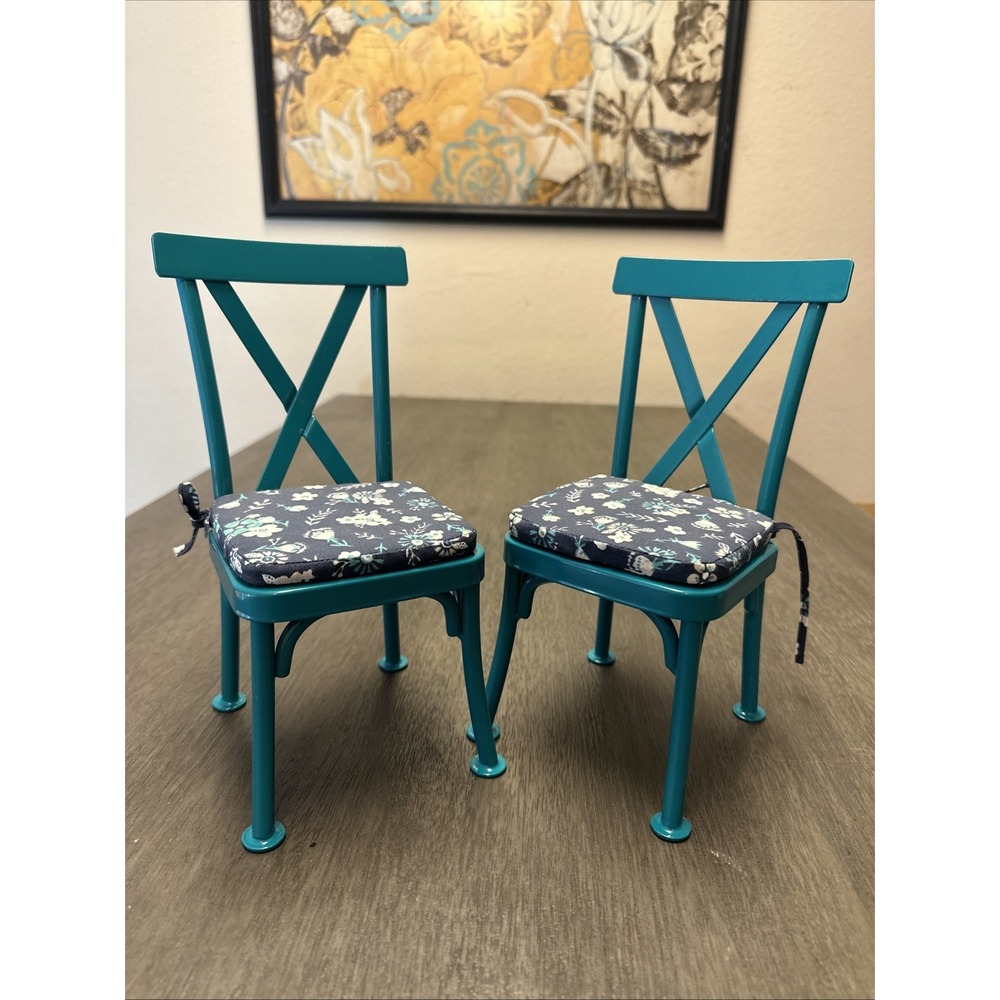 American Girl 'Truly Me' Doll Teatime Chairs Metal W/Floral Cushions